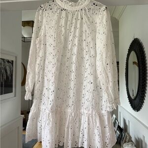 J. Crew White Eyelet Midi Dress